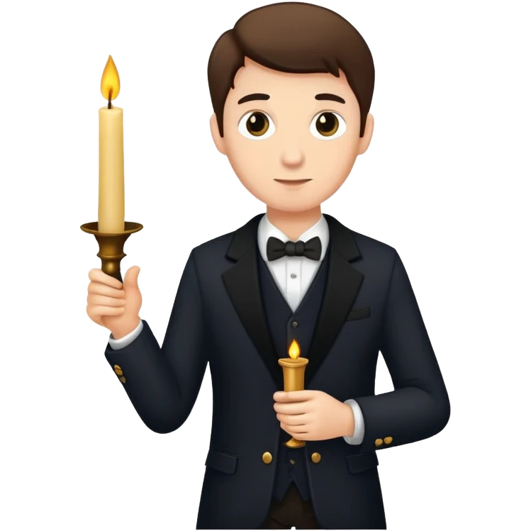 This man holding a candlestick and wearing a blazer emoji