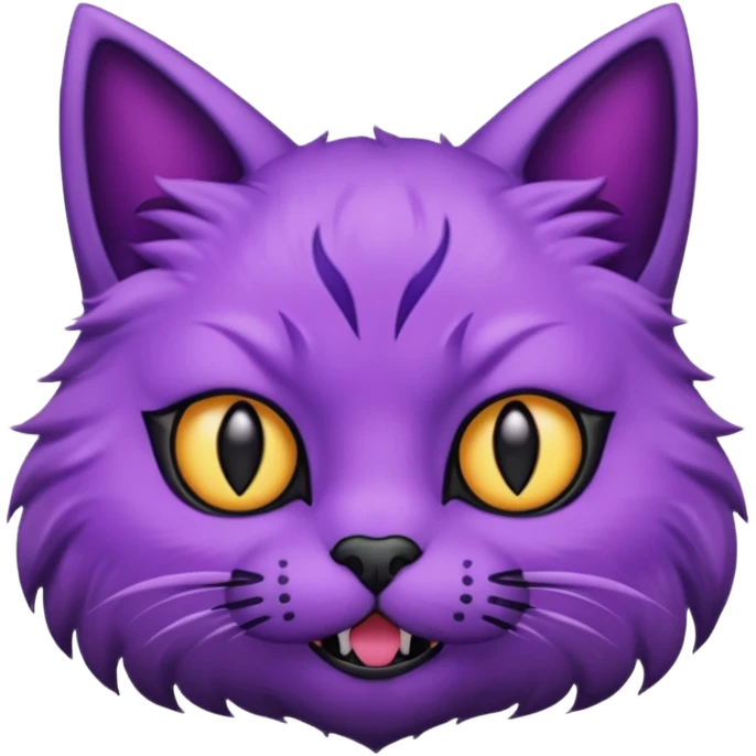Scary purple cat with black eyes ans mouth emoji