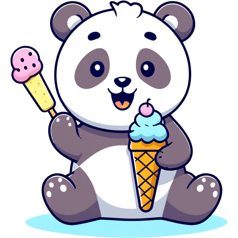 Panda eating ice cream emoji