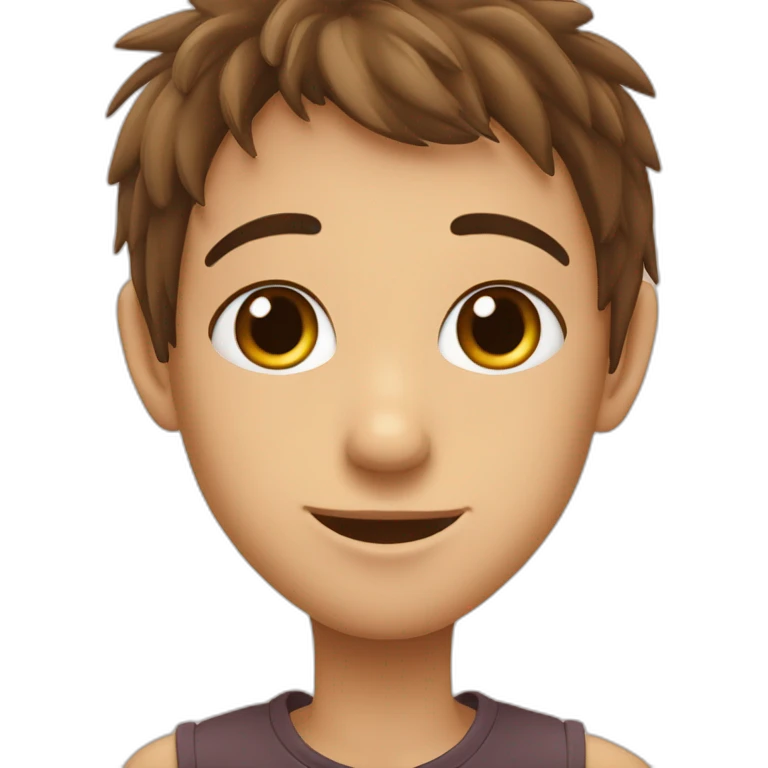 Garçon brun yeux brun grains de beauté emoji