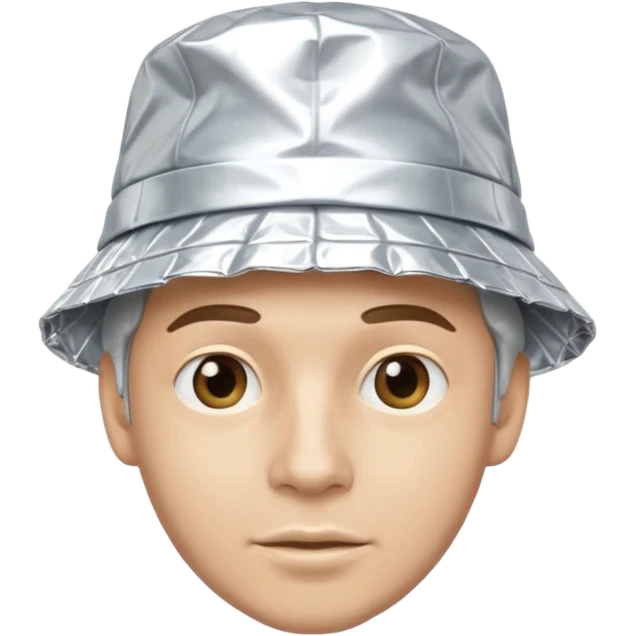 a man with aluhut für verschwörungstheorien wo der hut immernoch wie aluminiumpapier aussieht emoji