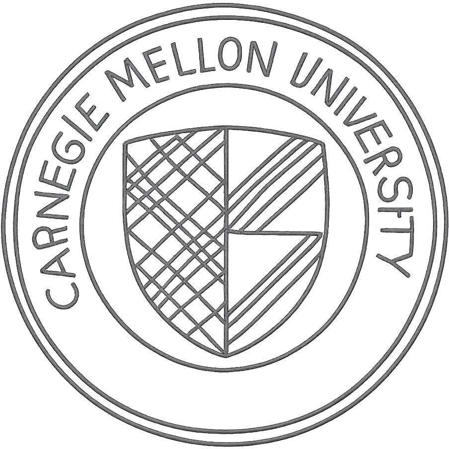 Carnegie Mellon University school seal in tartan colors, with 'Carnegie Mellon University' text on the seal, classic emblem style emoji