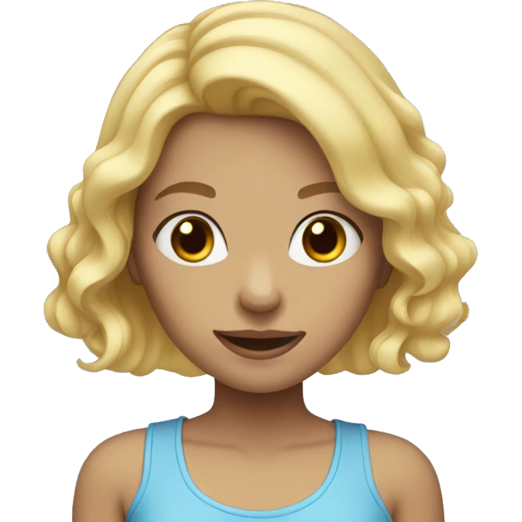 Girl with blond hair down and blue eyes emoji
