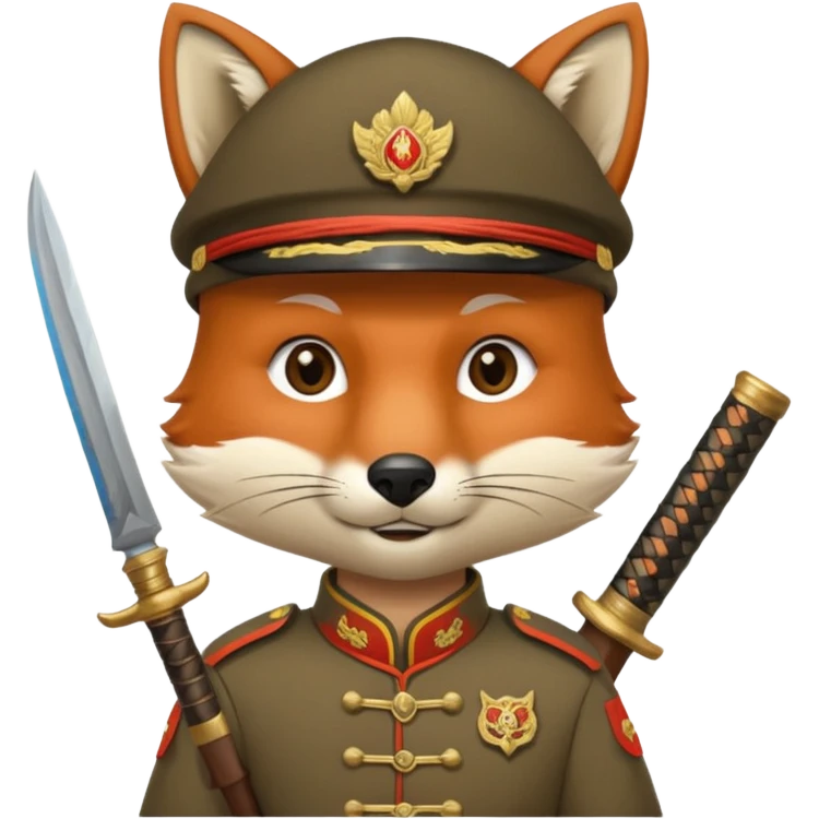 fox face, mogolian ancient army with small knife emoji