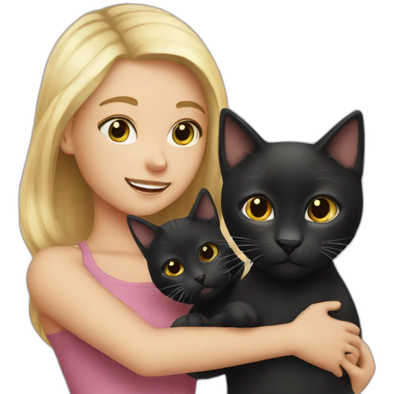 Black cat and blond girl emoji