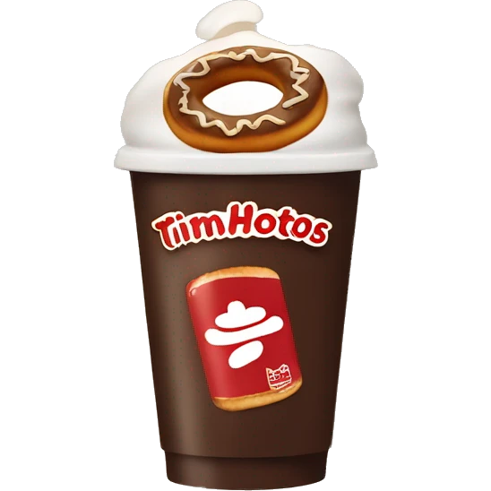 “Tim Hortons store with a red and white color scheme, featuring the classic Tim Hortons logo, a warm and welcoming design that represents a popular coffee and donut shop.” emoji