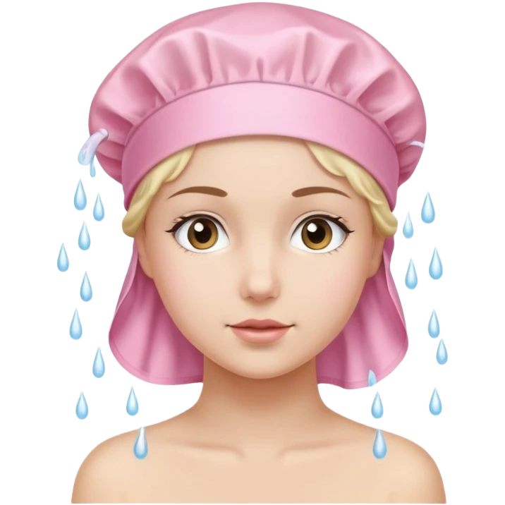 Pretty girl in light pink shower cap fair skinned  emoji