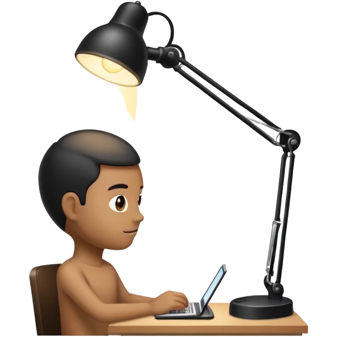 Person with a desk lamp for a head and is its body is black. light is coming from its head emoji