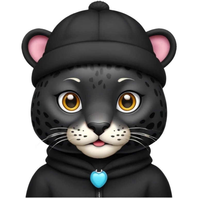A black jaguar wearing a baby hat emoji