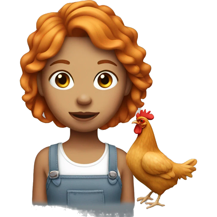 ginger girl with a chicken emoji