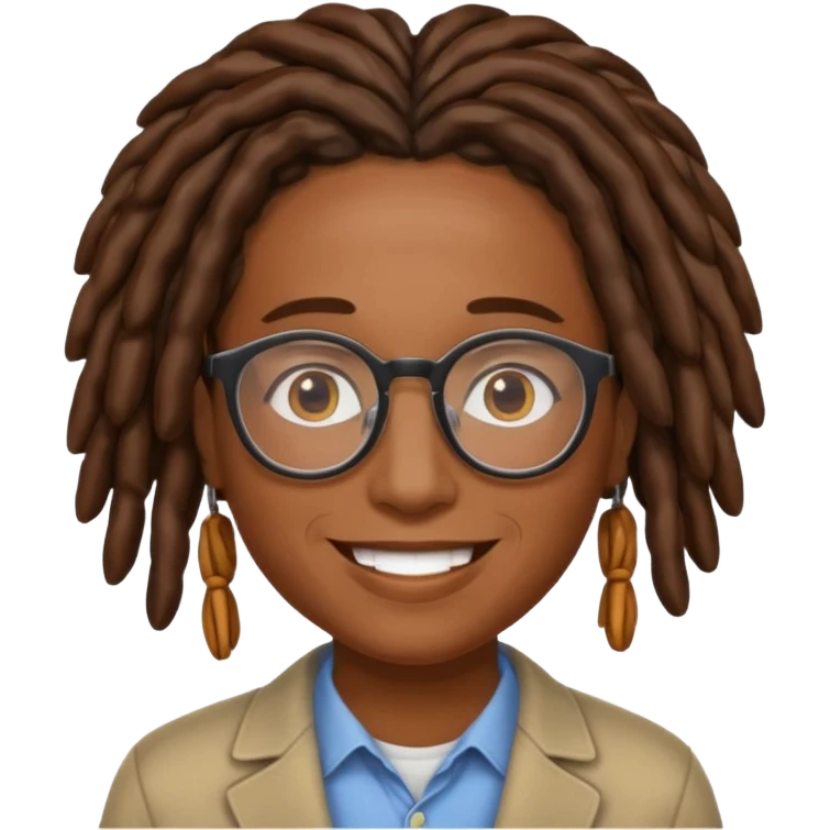 Clever smile with locs and glasses  emoji