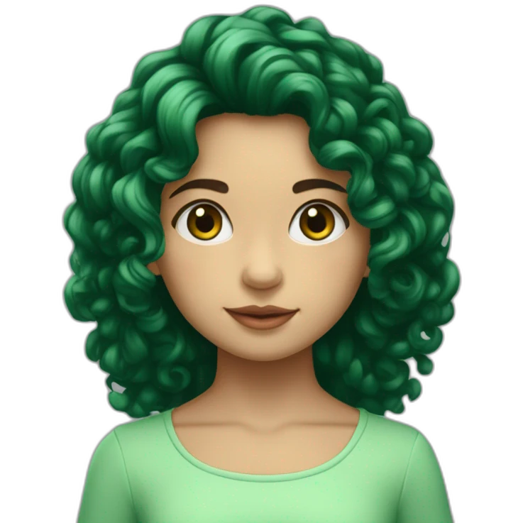 Niña morena con muchos rizos largos y ojos verdes claros emoji
