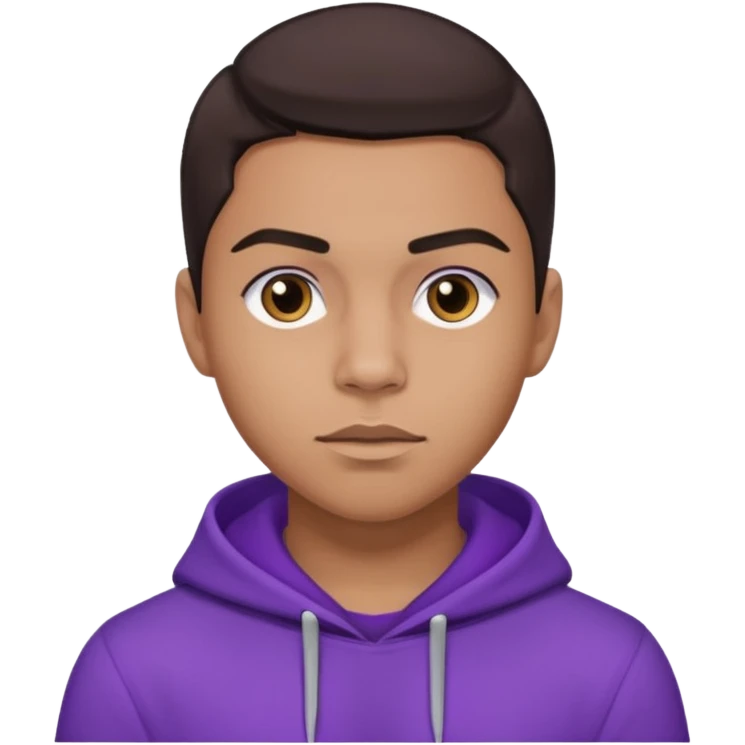 Quincy Brown with dark brown hair, light tan skin, purple outfit emoji