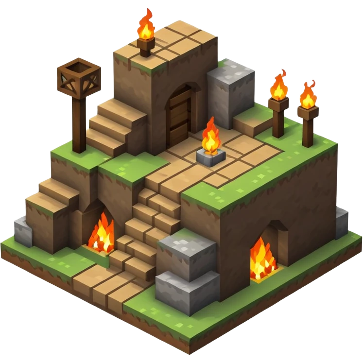 isometric Minecraft mineshaft emoji