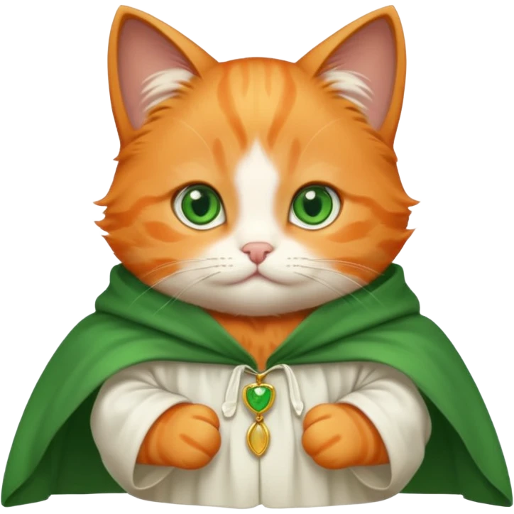 baby orange cat green eyes, in white cloak emoji
