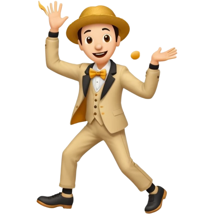 silly character dancing singing larila exaggerated movement lines musical notes goofy lighthearted vibe emoji
