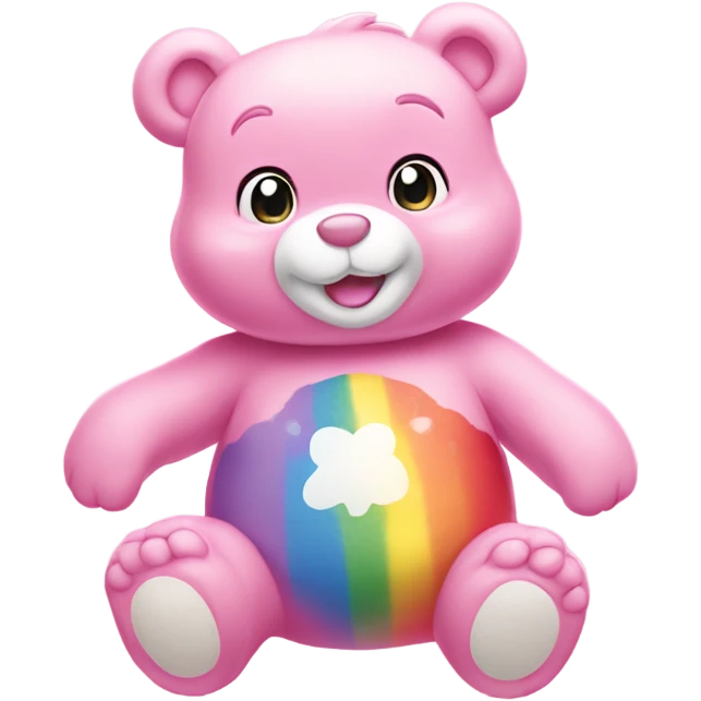 light pink care bear with rainbow belly emoji