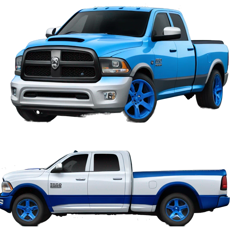 White truck faded to blue dually dodge ram emoji