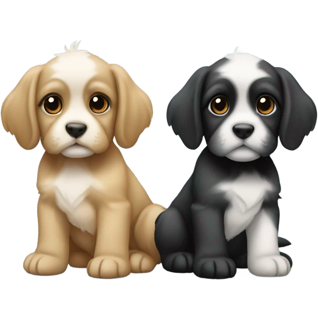 Two cavatzu puppies together tan and black emoji