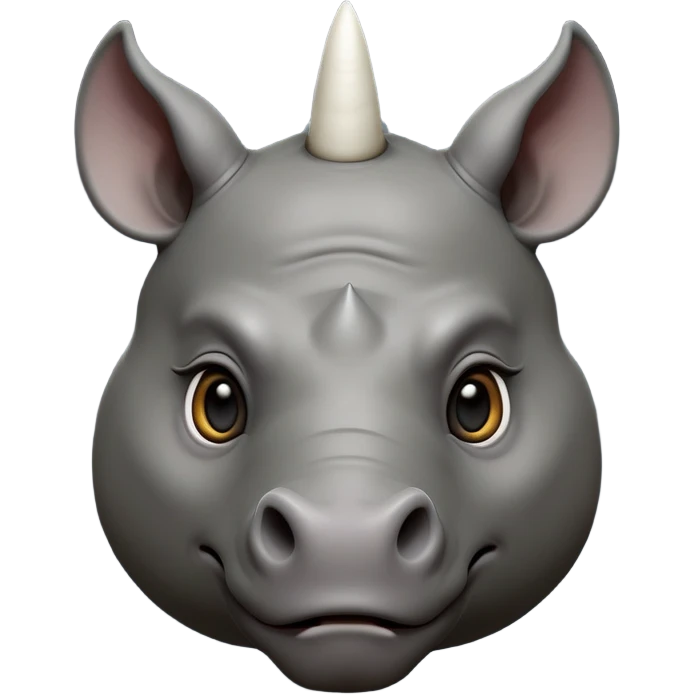 cinematic-noble--rhinoceros-portrait-emoji,slate-grey-hide-poised-and-regal,-with-a-massive,-powerful-build-and-a-thick,--deep-set-soulful-piercing-eyes,-simplified-yet-sharp-and-sophisticated-features,-highly-detailed,-large-black-eyes, white horn, front facing emoji