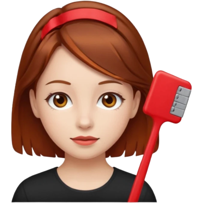  girl with brown hair and red color hairclip emoji