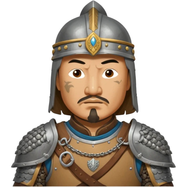 portrait of Genghis Khan in armor rotated 45 degrees to the right emoji
