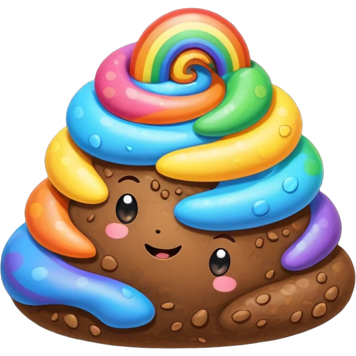 pile of poo with a rainbow swirl pattern, cute and fun emoji