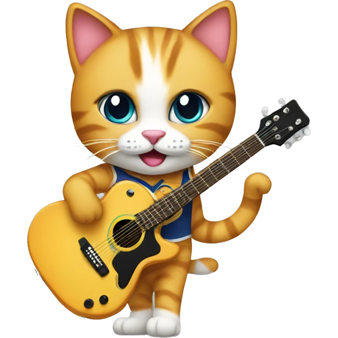 cheerleader cat with a guitar emoji