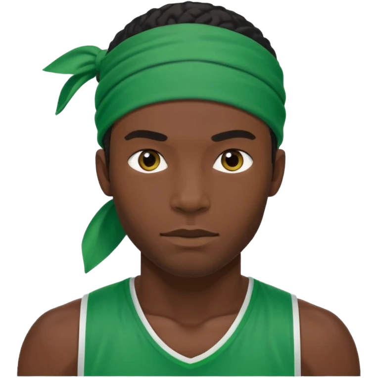 black-skinned male athlete with a green bandana emoji
