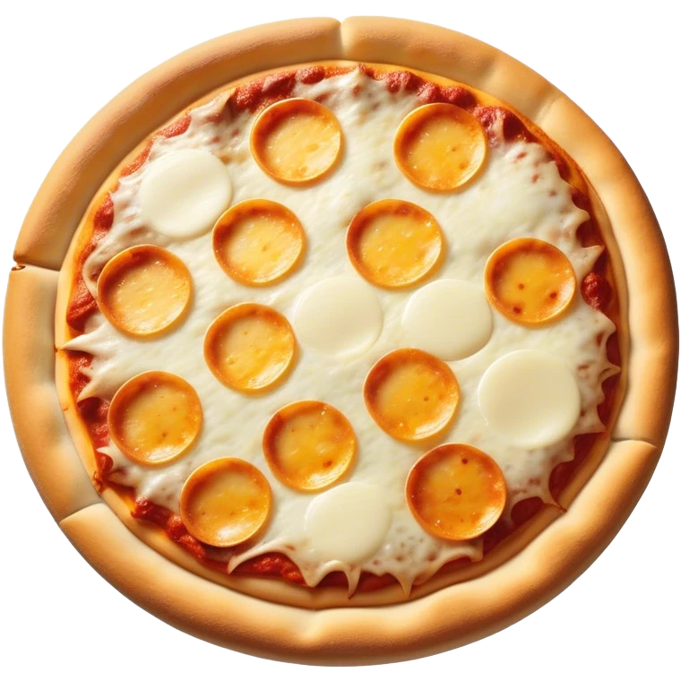 Hyper-realistic, delicious whole cheese pizza emoji