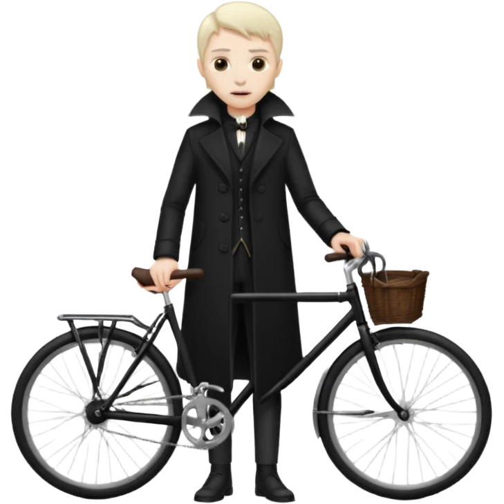 vampire stand with bicycle. emoji