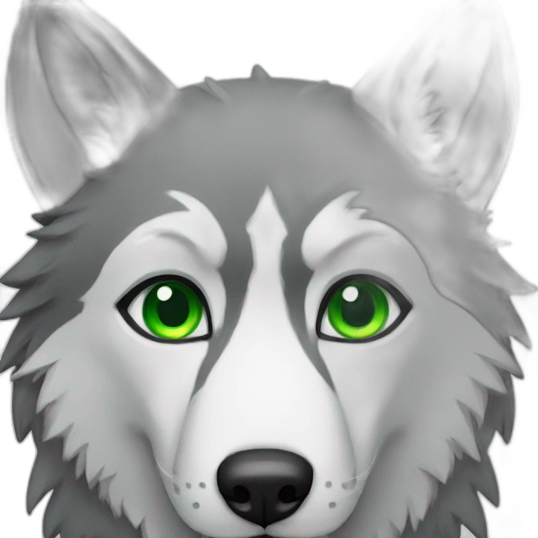 wolf with green eyes emoji