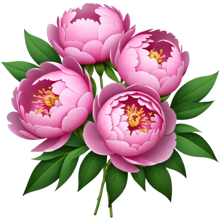 a bouquet of peonies in a paper emoji