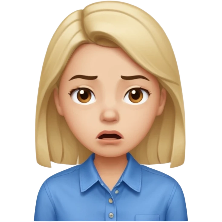girl in a blue button-up shirt looking disbeleiving emoji