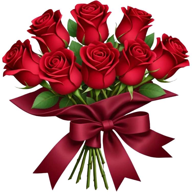 Bouquet of red roses in a burgundy package emoji