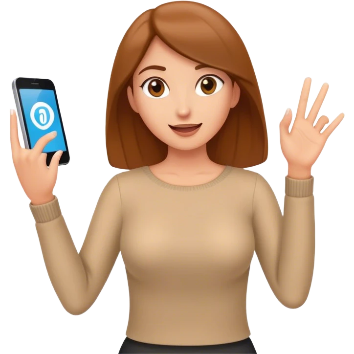 Animated Cartoon woman swiping up on an imaginary screen  emoji