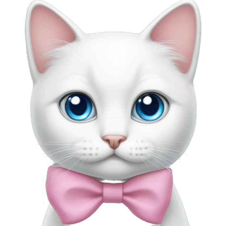 White cat pink bow blue eyes  emoji