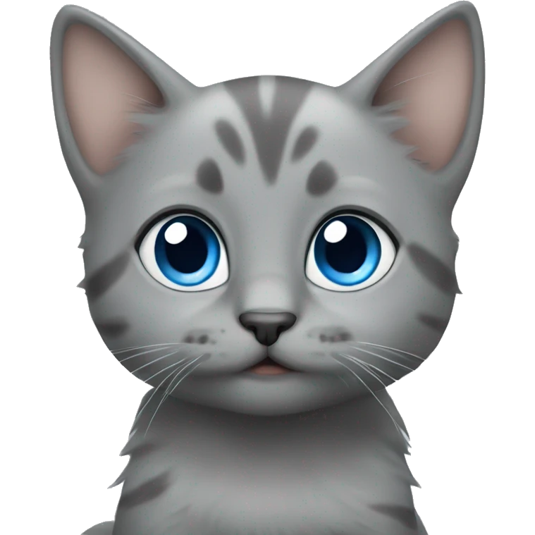 blue eyes grey kitten and poo are friends emoji