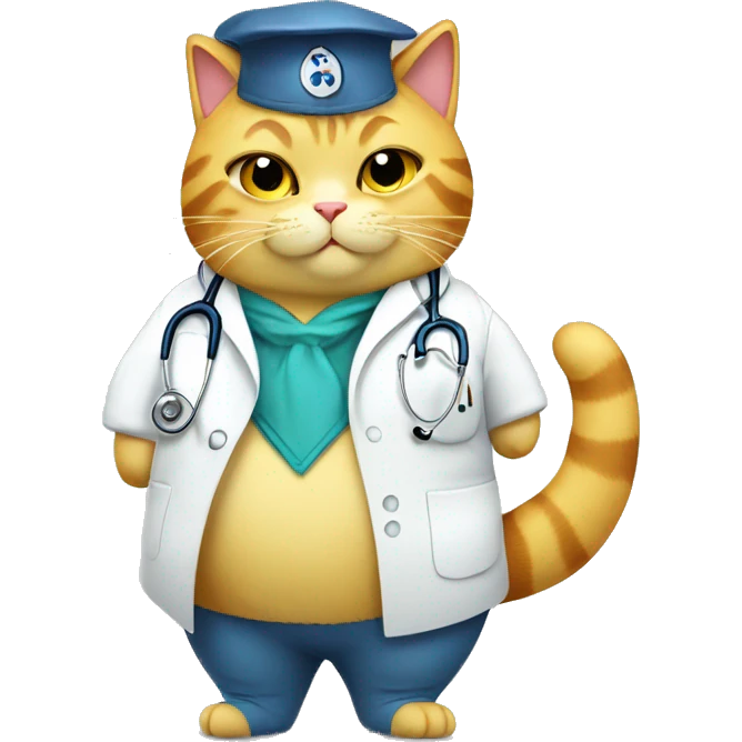 Fat yellow female cat dressed as a doctor  emoji
