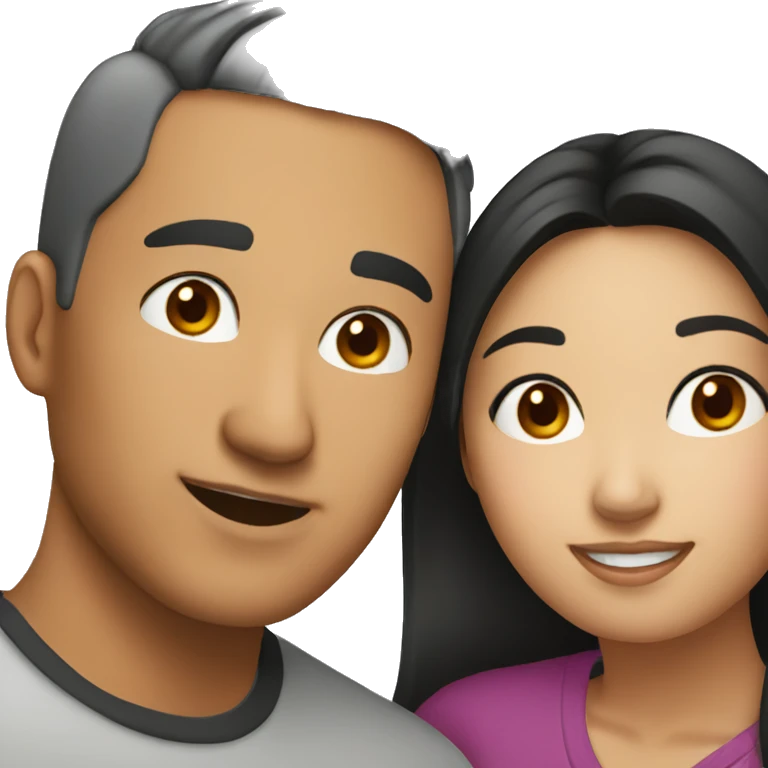 Asian and Hispanic couple selfie emoji