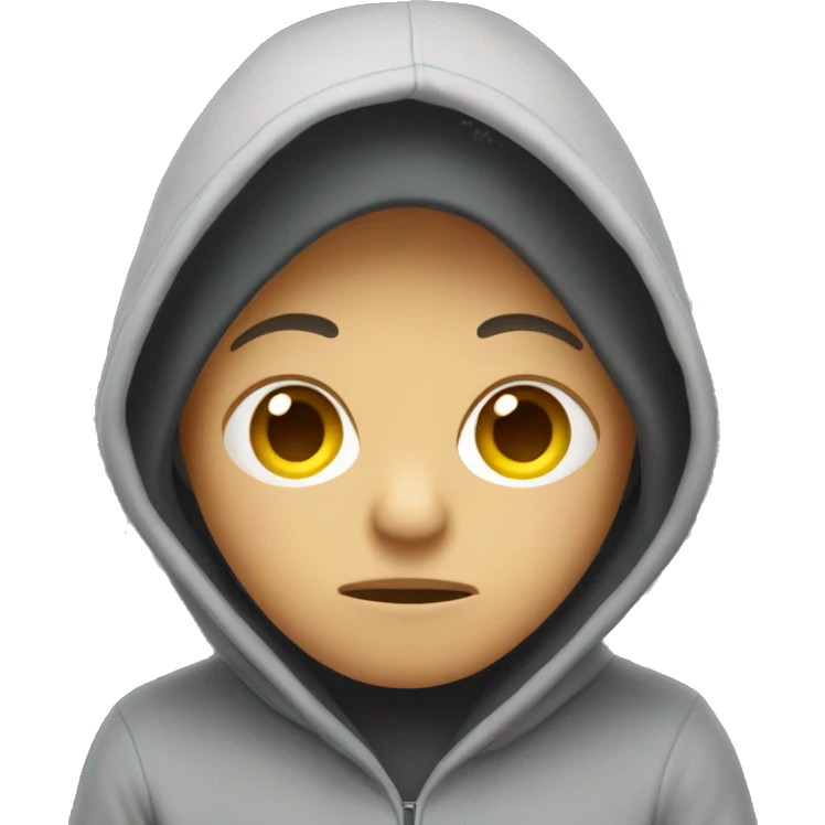 hiding face in hoodie emoji