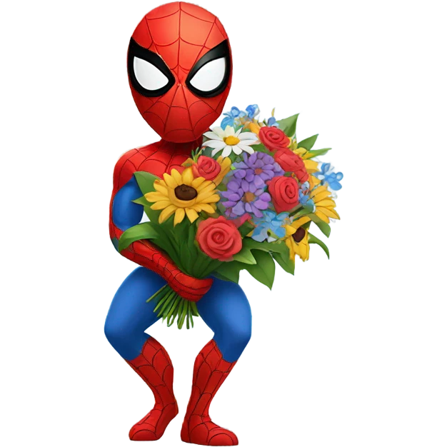 spider-man holding flowers emoji