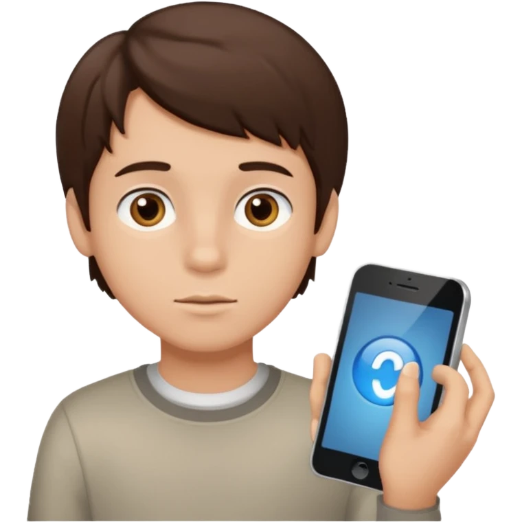 brunette &brown eyes boy searching for something emoji