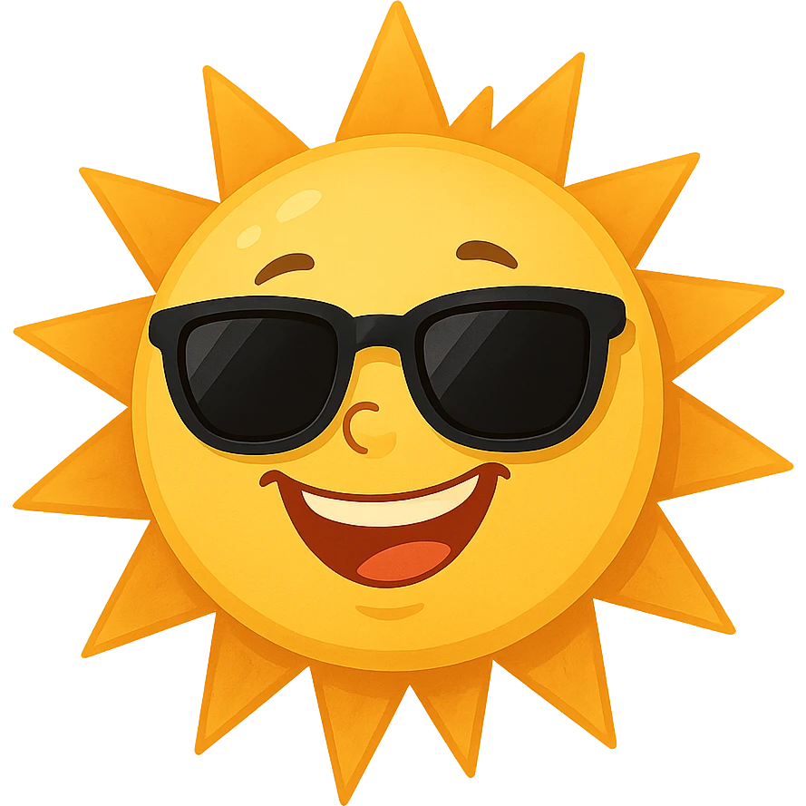 smiling sun with sunglasses, cheerful and bright, general style emoji