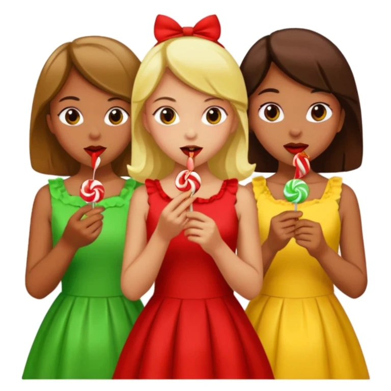 Three mean girls red green yellow candy emoji