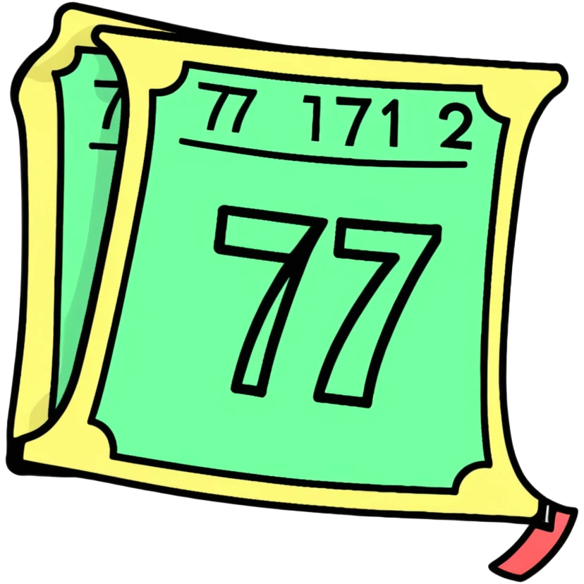 A colorful raffle ticket with the number 777 on it emoji