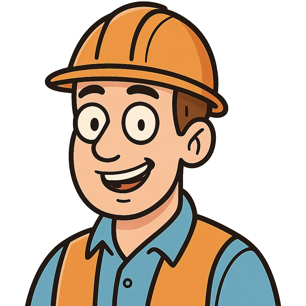 simple engineer avatar, cartoon style, smiling, wearing a hard hat emoji