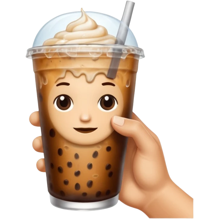 a white hand holding an iced coffee but just the hand and the cup emoji