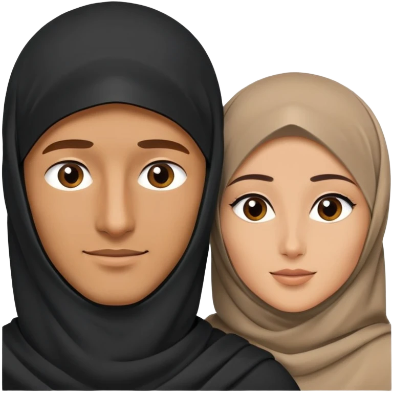 Man looking to a women in niqab, man in one side love  emoji