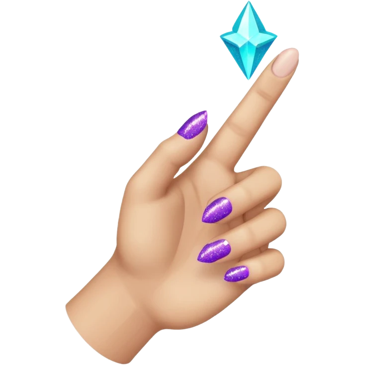 Glitter Roxo e Ciano Mão apontando para direita emoji